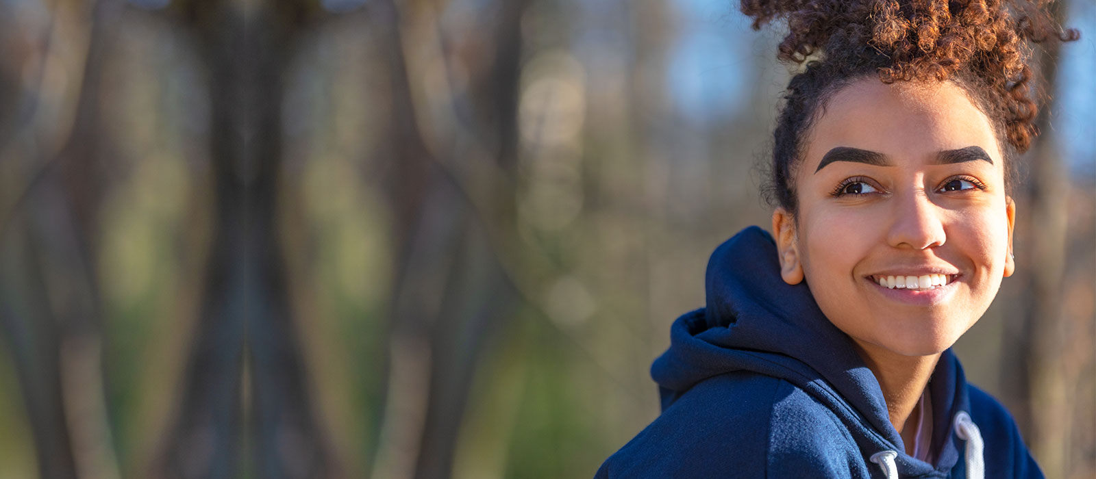 happy young woman coping with stress